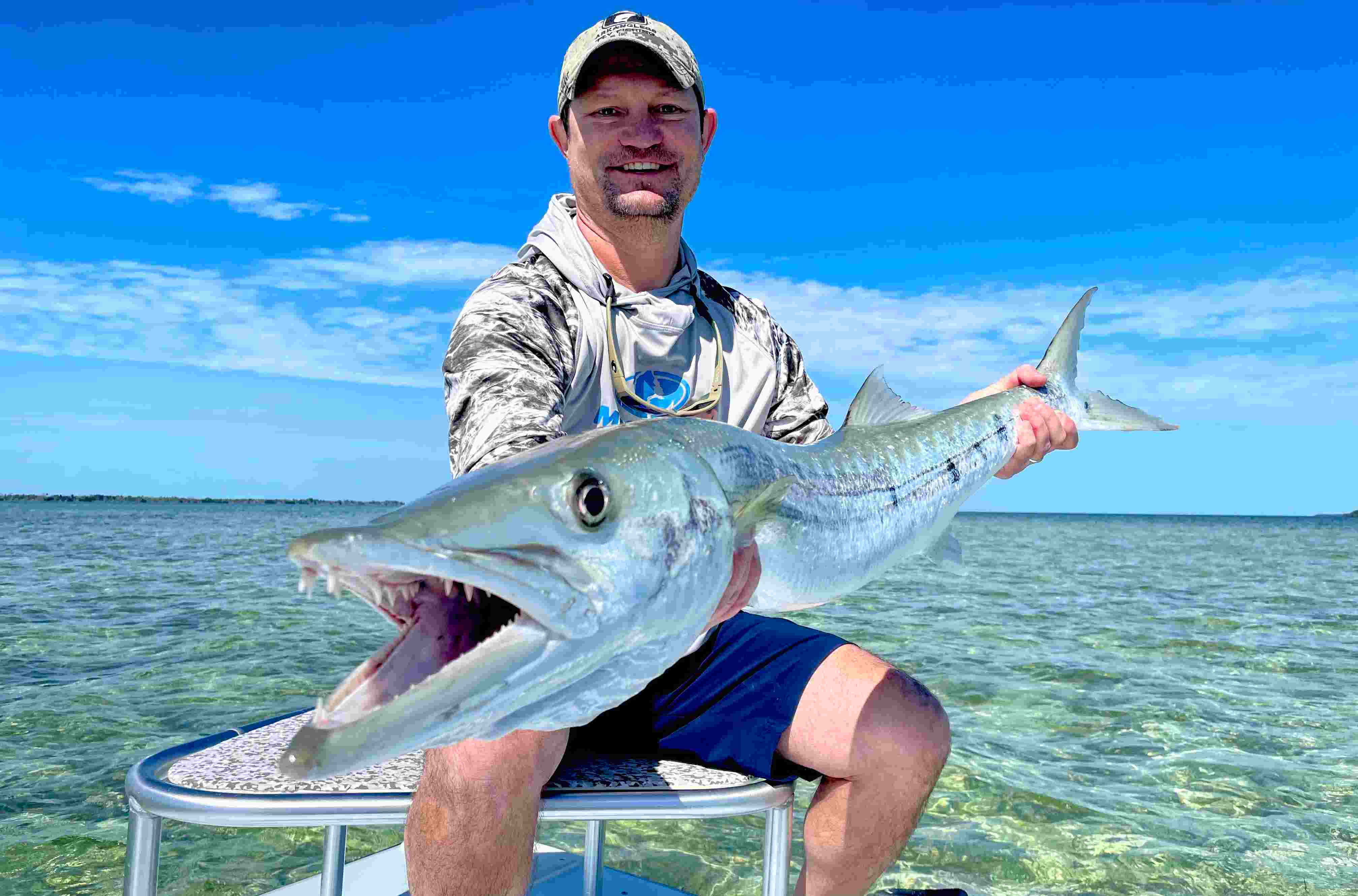 Sight fishing for barracuda on a flats fishing charter